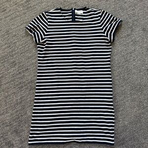 Everlane Navy & White Striped Mini Dress Size Large Nautical Minimalist Preppy